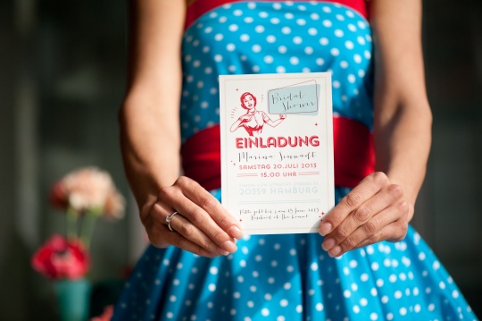 Einladung zur 50s Bridal Shower. Fotografin: www.kathrinstahl.com