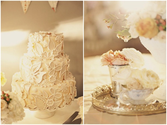 Sweet Table und Hochzeitstorte im Vintage Look