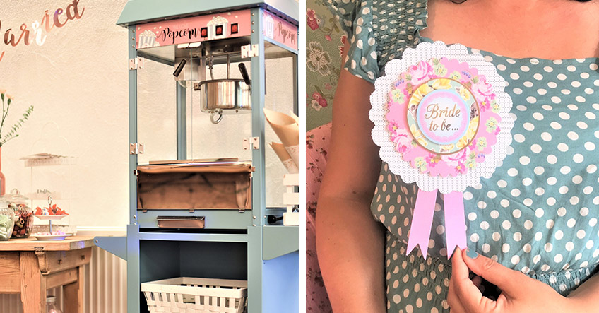 Eine Popcorn-Maschine in Mint und Rosa ist für deine Retro Hochzeit wie geschaffen (c) links: mrandmrsschmitz rechts: Süße Flora
