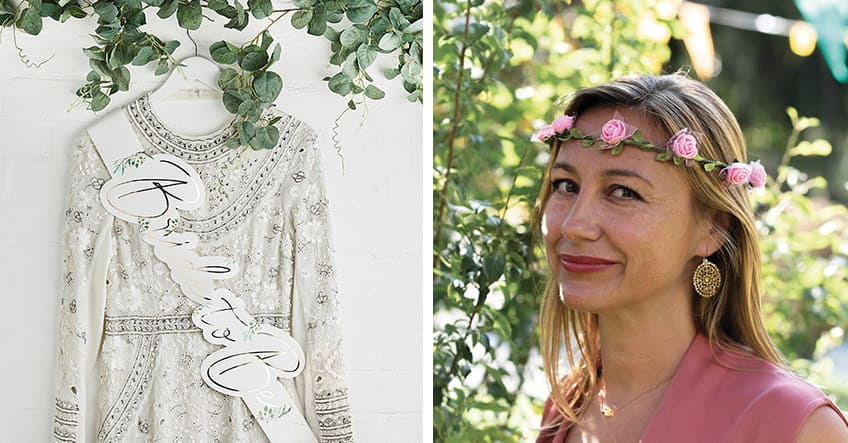 Schöne Schärpen und Blumen-Kopfschmuck im Boho-Stil für Naturbräute