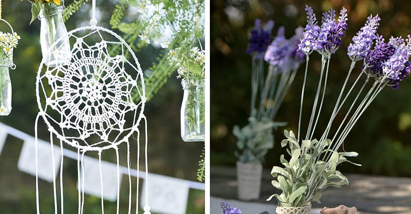 Traumfänger, Blumen & natürliche Materialien sind tolle Deko für den Brautparty mit Bridal Blessing