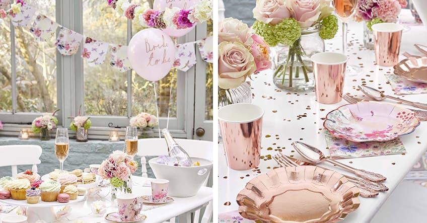 Wunderschön - florale Tischdeko für die Brautparty