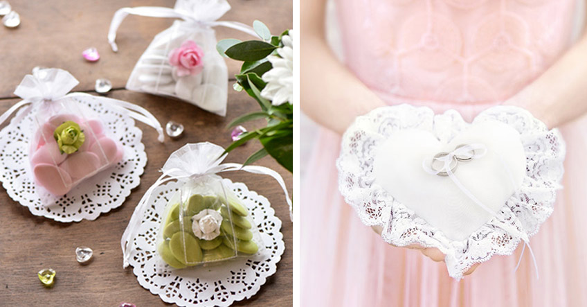 Doilies und Ringkissen mit Spitze für die romantische Landhochzeit