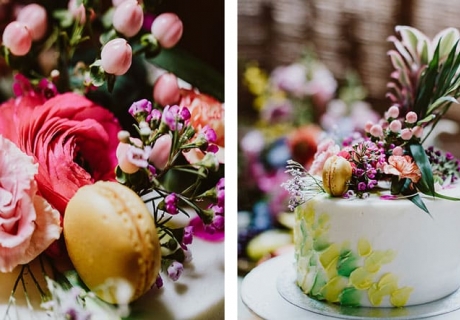 Farbenfrohe Torte für deine tropical Bridal Shower