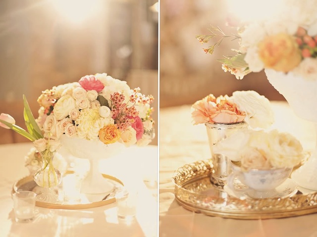 Tischdekoration mit Blumen im Vintage-Look - Vintage Hochzeit im Herbst