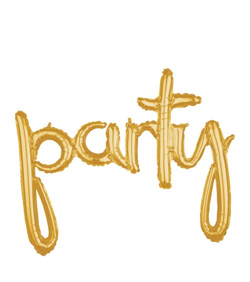Script-Folienballon "party" - gold - 99 x 78 cm