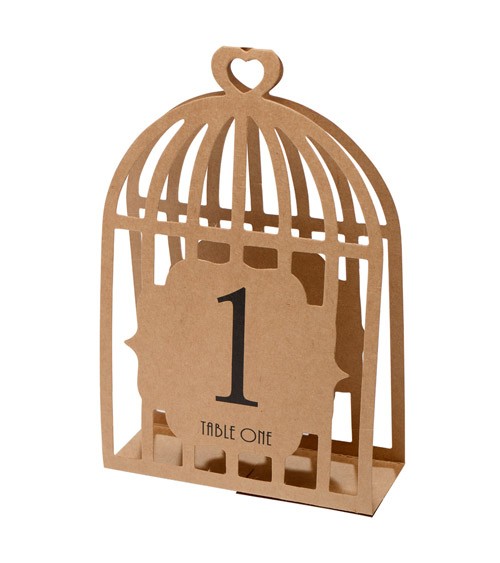 Vogelkäfig-Tischnummern 1 bis 15 - Kraftpapier
