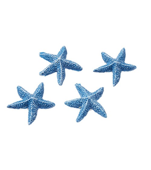 Seesterne aus Polyresin - blau - 2 cm - 4 Stück