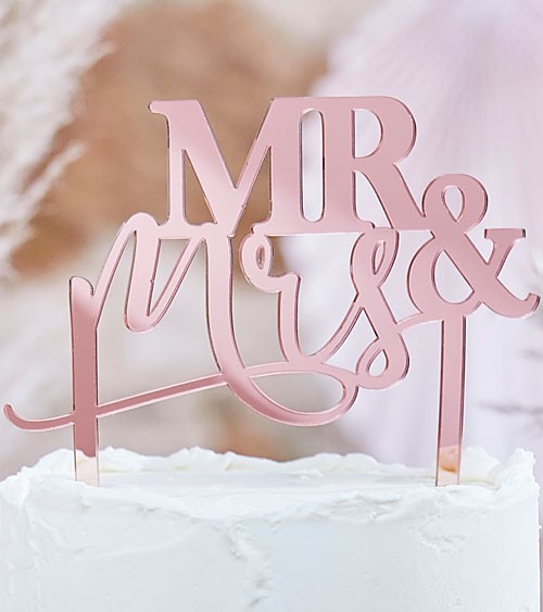 Mr & Mrs Cake Topper aus Acryl - rosegold