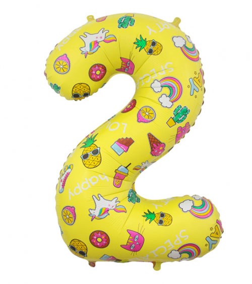 Folienballon Zahl "2" - Party Icons - 78 cm