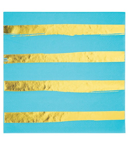 Servietten - bermuda blue/gold - 16 Stück