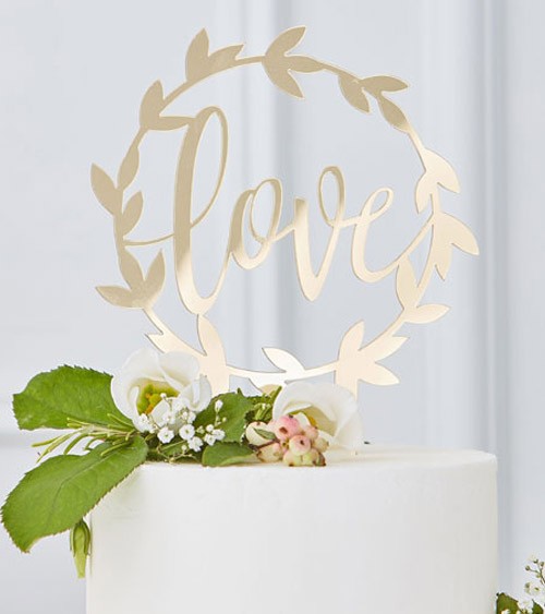 Cake-Topper aus Acryl "Love" - gold