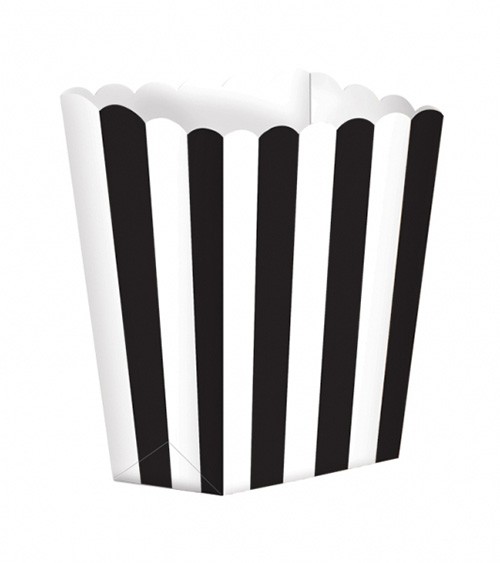 Popcornboxen mit Streifen - schwarz - 5 Stück