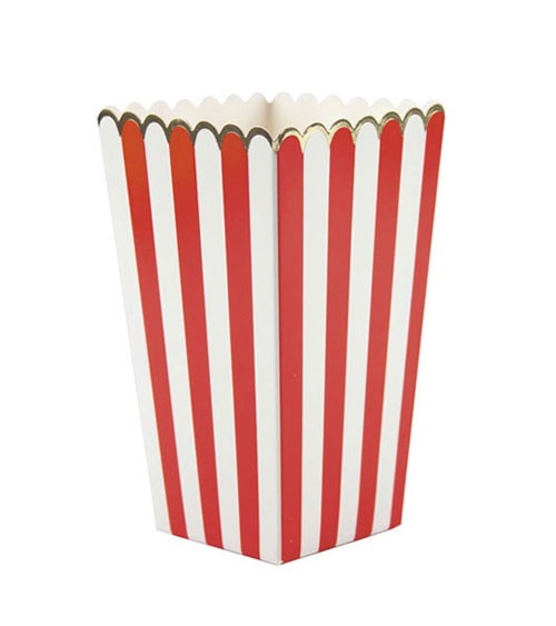 Popcornboxen mit Wellenrand - rot, gold - 8 Stück