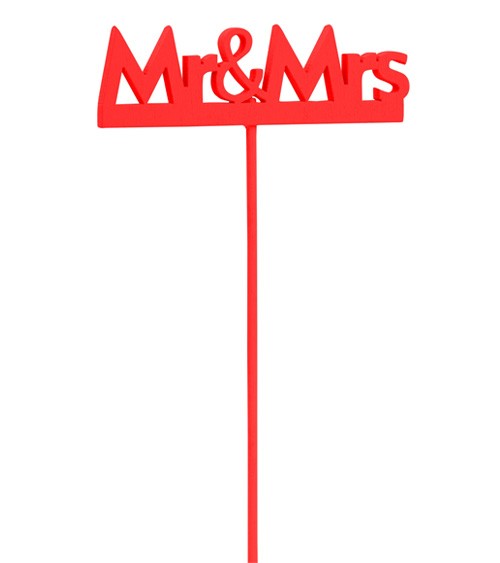 Holzstab "Mr & Mrs" - rot - 8 cm - 2 Stück