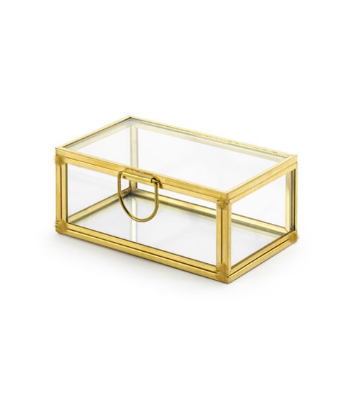Ring-Box aus Glas - gold - 9 x 5,5 x 4 cm
