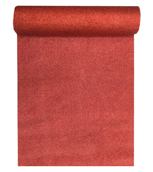 Tischläufer mit Glitter - rot - 28 cm x 3 m