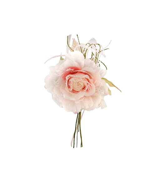 Stoffrose mit Spitze - rosa - 11 x 20 cm
