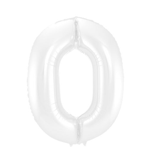 Zahl-Folienballon "0" - matt weiß - 86 cm