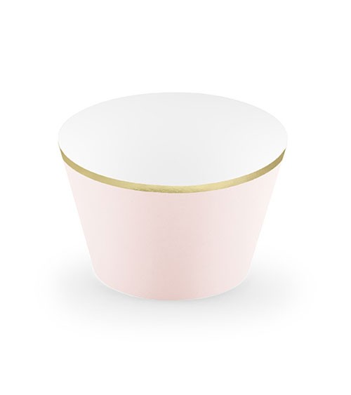 Cupcake-Wrapper mit goldenem Rand - rosa - 6 Stück