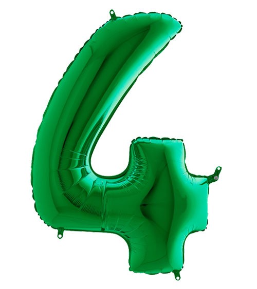 Folienballon Zahl "4" - metallic green - 102 cm