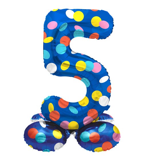 Stehender Folienballon Zahl "5" - Colorful Dots - 72 cm