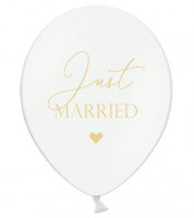 Luftballons "Just Married" - weiß/gold - 6 Stück