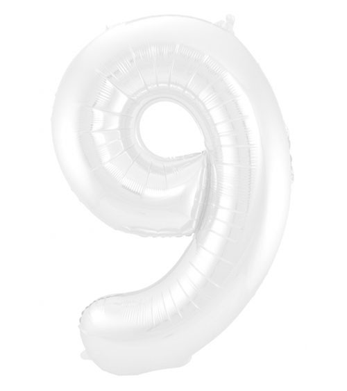 Zahl-Folienballon "9" - matt weiß - 86 cm