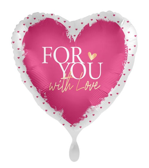 Herz-Folienballon "For you with love" - 43 cm