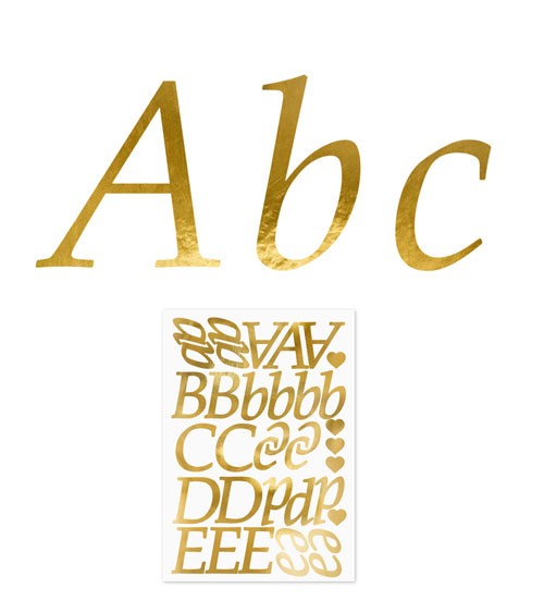 Buchstaben- und Symbol-Sticker - gold - 171-teilig