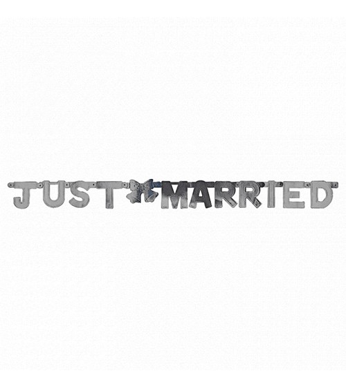 Schriftzug-Girlande "Just Married" - silber - 1,3 m