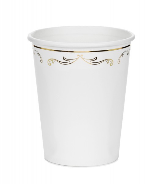Pappbecher mit goldenen Ornamenten - weiß - 6 Stück