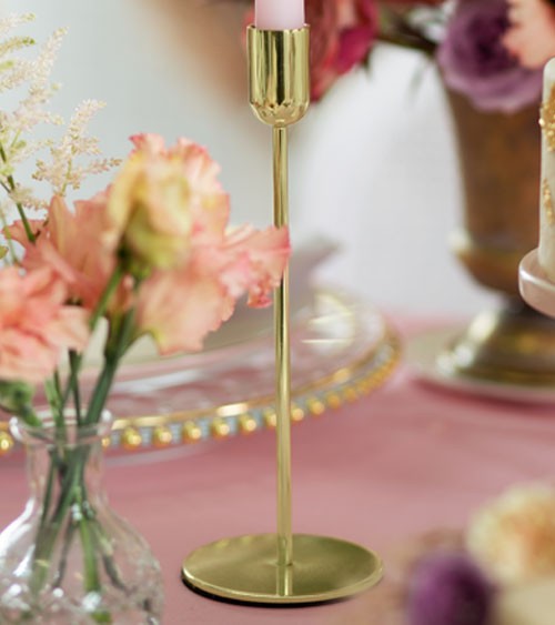 Kerzenständer für Dinnerkerzen - gold - 22 cm