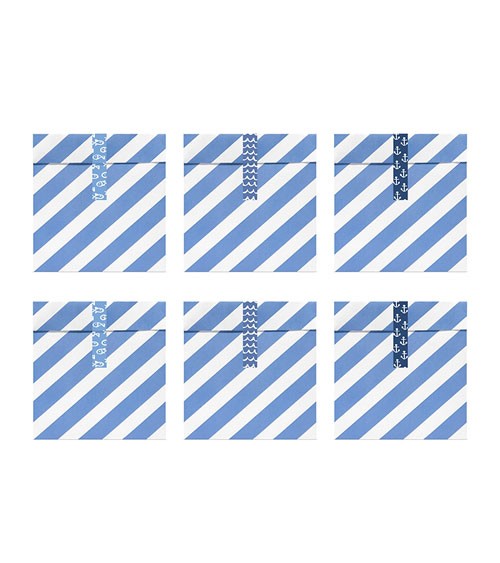 Papiertüten mit Stickern "Ahoi" - hellblau - 6 Stück