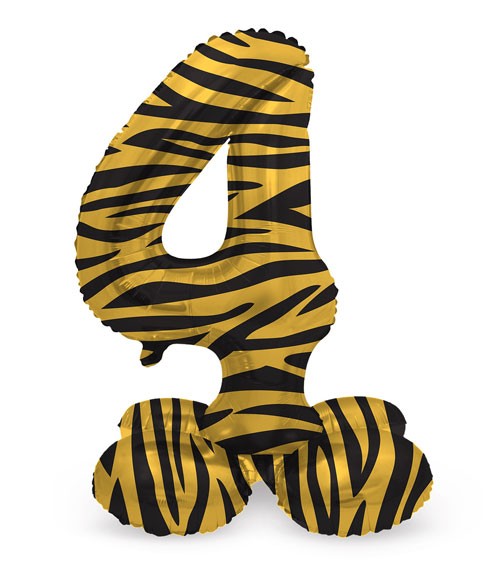 Stehender Folienballon Zahl "4" - Tiger Chic - 72 cm