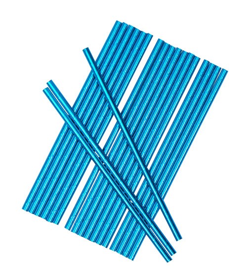 Papierstrohhalme - metallic blau - 25 Stück