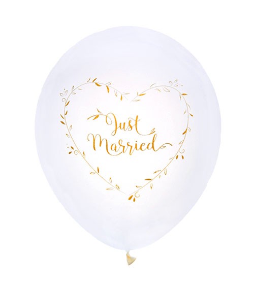 Just Married-Luftballons "Gold & White" - 8 Stück