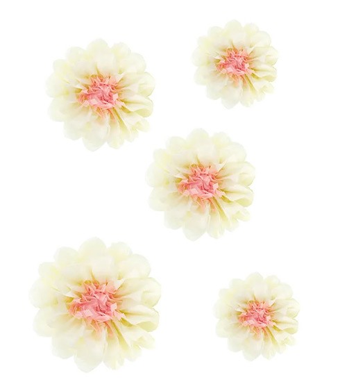 Blumen aus Seidenpapier - creme - 5-teilig