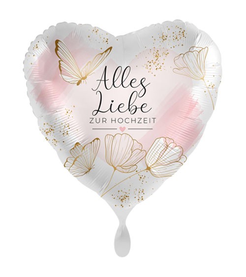 Herz-Folienballon "Alles Liebe zur Hochzeit" - Butterflies - 43 cm