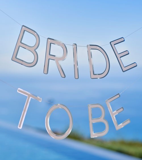 Girlande "Bride to Be" aus Papier - silber, weiß - 2-teilig