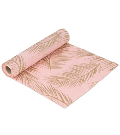 Tischläufer "Palmenblätter" - rosa, gliter gold - 28 cm x 5 m