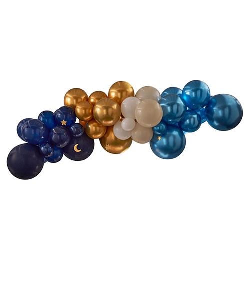 Ballongirlanden-Set mit Sternen & Mond - blau, gold, weiß - 80-teilig