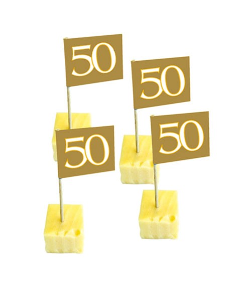 Party-Picks "50" - gold - 50 Stück