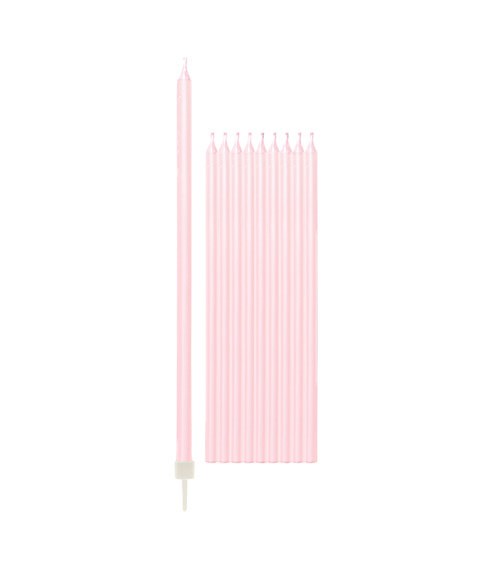 Lange Kuchenkerzen - perlmutt rosa - 15,5 cm - 10 Stück