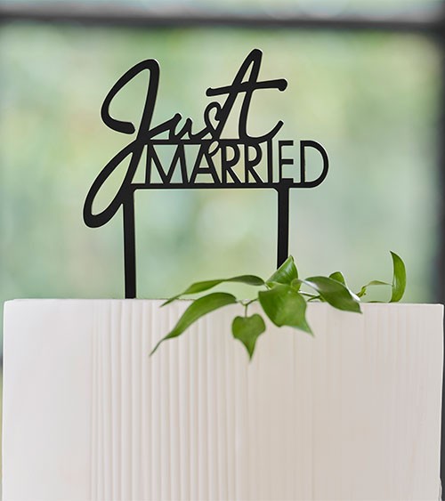 Just Married Cake-Topper aus Acryl - schwarz - 12 cm