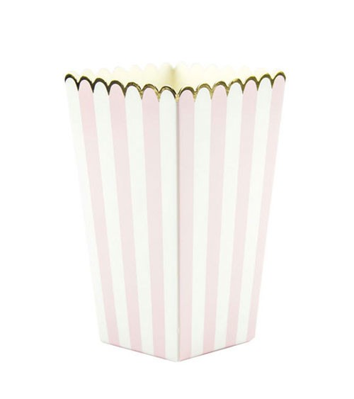 Popcornboxen mit Wellenrand - rosa, gold - 8 Stück
