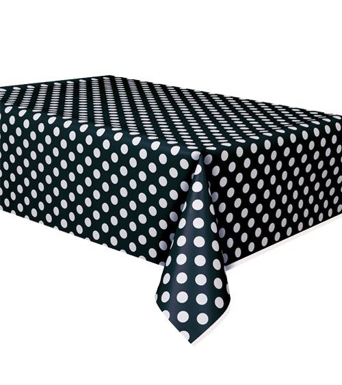 Kunststoff-Tischdecke "Big Dots" - schwarz - 137 x 274 cm