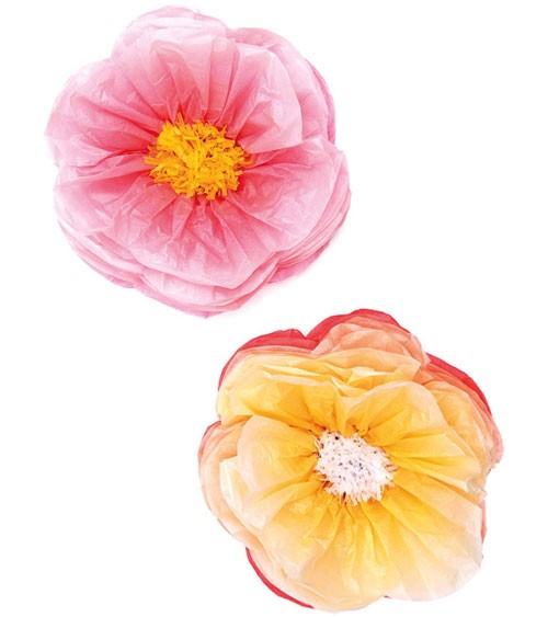 Blumen aus Seidenpapier - rosa, orange - 40 cm - 2 Stück