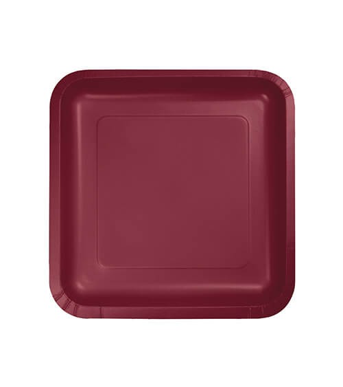 Kleine eckige Pappteller - burgund - 18 Stück