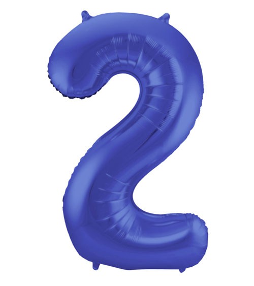 Zahl-Folienballon "2" - matt blau - 86 cm